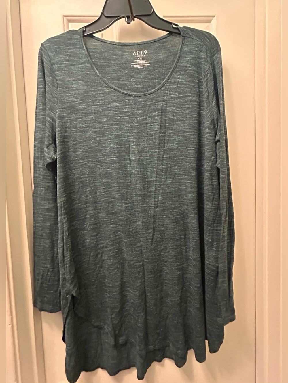 Apt. 9 Heathered Teal Scoop Neck Long Sleeve Top